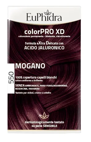 Euphidra Colorpro Xd 550 Mogano Gel Colorante Capelli In Flacone + Attivante + Balsamo + Guanti