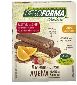 PESOFORMA NATURE BARRETTA ALL'AVENA ARANCIA E CACAO 8 PEZZI DA 31 G