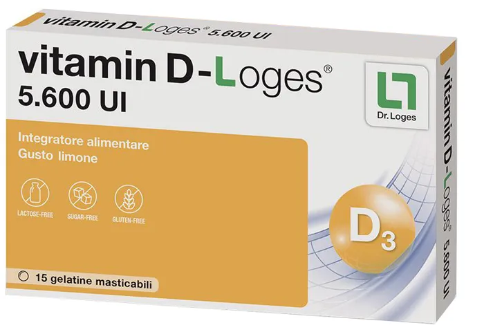 Vitamin D-loges 15 Gelatine Masticabili Gusto Limone