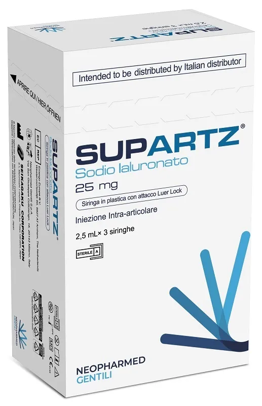 Siringa Preriempita Intra-articolare Supartz Acido Ialuronico 25 Mg 2,5 Ml 3 Pezzi