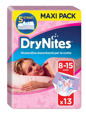 DRYNITES DOPPIO PACCO GIRL 8/15 ANNI 13 PEZZI