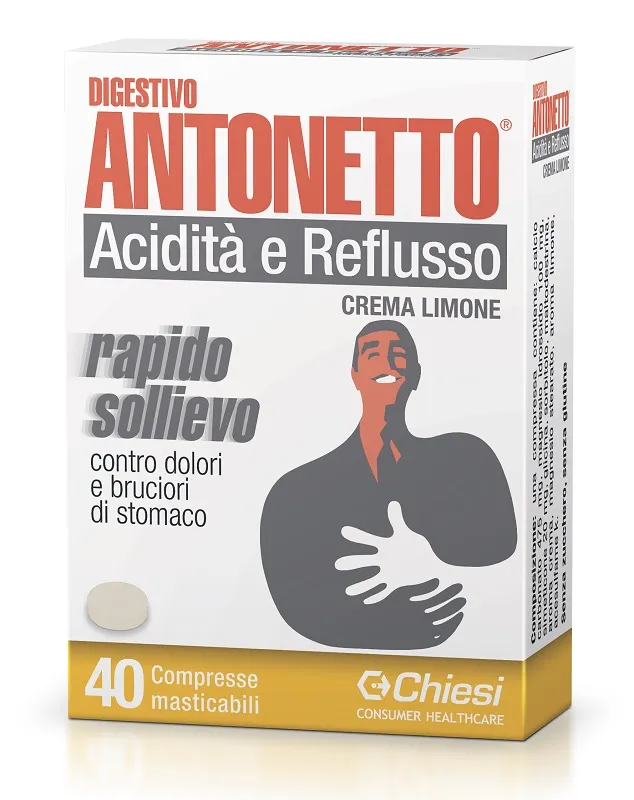 Digestivo Antonetto Acidita' E Reflusso Crema Al Limone 40 Compresse Masticabili