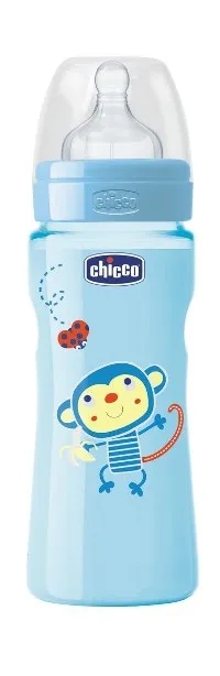 Chicco Biberon Well Being Colorato In Polipropilene Boy Da 330 Ml Fast Silicone