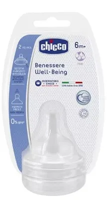 Chicco Tettarella Well Being 6 Mesi+ Food Silicone 2 Pezzi