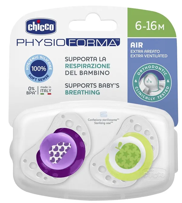 Chicco Succhietto Air Girl In Silicone 6-16 Mesi 2 Pezzi