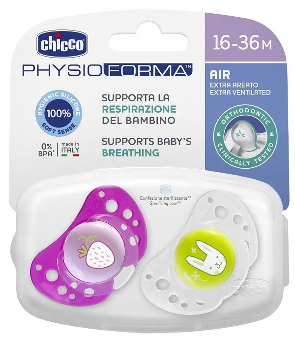 Chicco Succhietto Air Girl In Silicone 16-36 Mesi 2 Pezzi