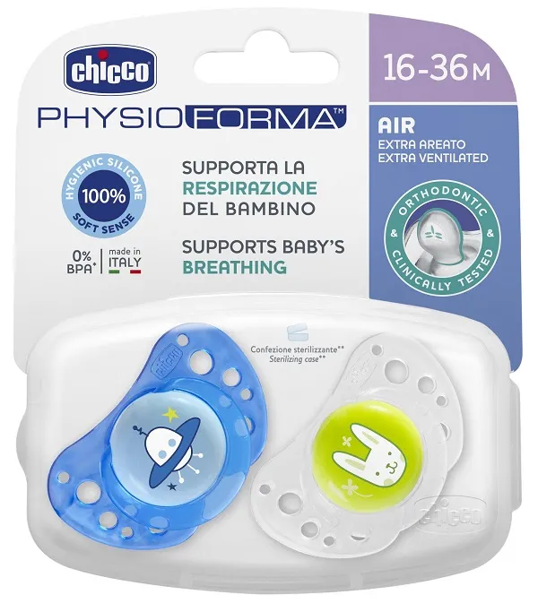 Chicco Succhietto Air Boy In Silicone 16-36 Mesi 2 Pezzi