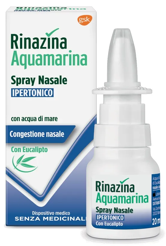 Rinazina Aquamarina Spray Nasale Ipertonico Con Eucalipto 20 Ml