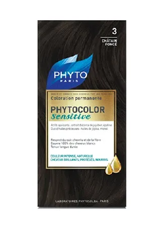 PHYTOCOLOR SENSITIVE 3 CASTANO SCURO 1 LOZIONE LIQUIDA 60 ML + 1 CREMA 40 ML + 1 BALSAMO 12 ML + FOGLIETTO DI ISTRUZIONI + GUANTI LATTICE