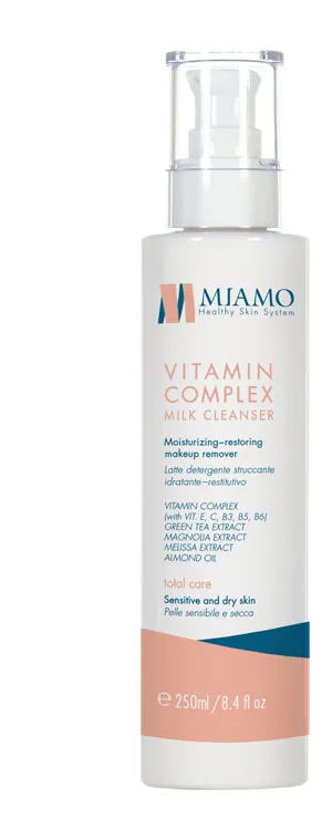 MIAMO TOTAL CARE VITAMIN COMPLEX MILK CLEANSER 250 ML LATTE DETERGENTE STRUCCANTE IDRATANTE RESTITUTIVO