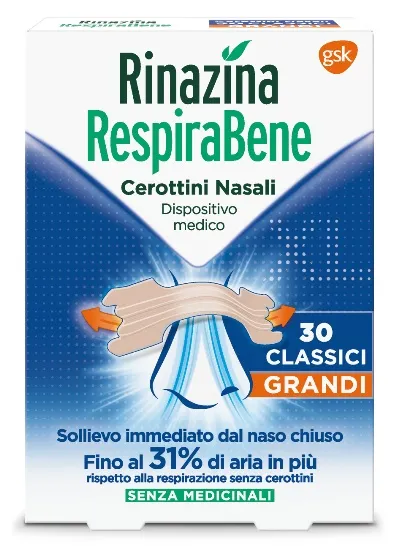 RINAZINA RESPIRABENE CEROTTI NASALI CLASSICI GRANDI CARTON 30 PEZZI