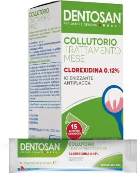 Dentosan Collutorio Monodose Trattamento Mensile 0,12% 15 Bustine Da 10 Ml