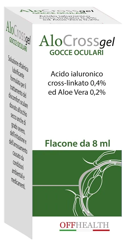 Soluzione Oftalmica Lubrificante Alocross Acido Ialuronico Sale Sodico Cross Linkato 0,20% Ed Aloe Vera 1 Flacone 8 Ml