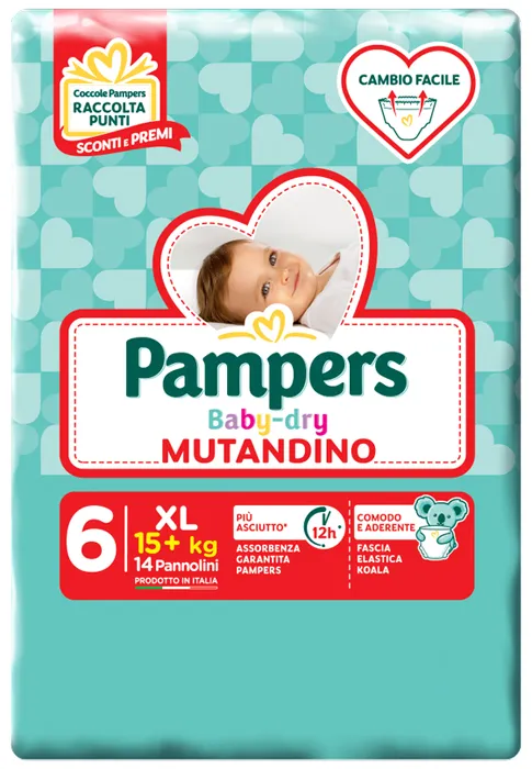 PAMPERS BABY DRY MUTANDINO SM TG6 EXTRALARGE 14 PEZZI