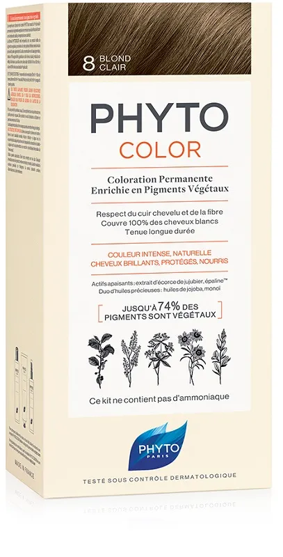 PHYTOCOLOR 8 BIONDO CHIARO 1 LATTE + 1 CREMA + 1 MASCHERA + 1 PAIO DI GUANTI