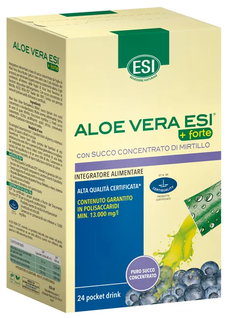 Esi Aloe Vera Succo + Forte Mirtillo 24 Pocket Drink