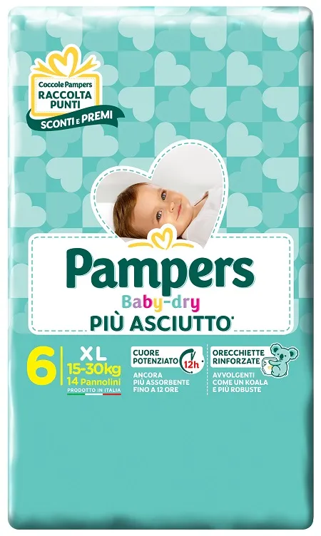 PAMPERS BABY DRY DWCT XL 14 PEZZI