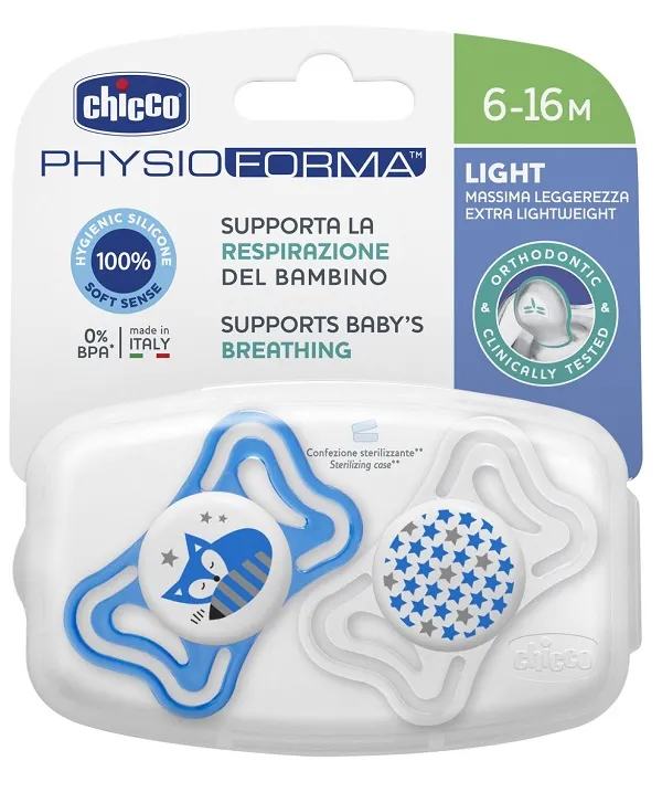 CHICCO SUCCHIETTO LIGHT BOY SILICONE 6-16 MESI 2 PEZZI