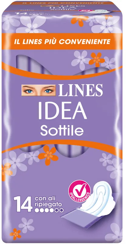 LINES IDEA ASSORBENTE SOTTILE RIPIEGATO CON ALI 14 PEZZI