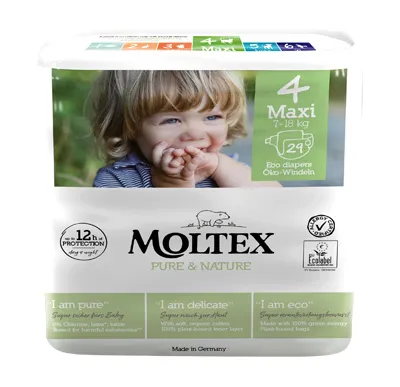 PANNOLINI MOLTEX PURE & NATURE MAXI 7-18 KG TAGLIA 4 29 PEZZI