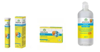 AQUILEA BOX UNMESEDIDIFESA 2 AQUILEA VITAMINA C 14 COMPRESSE + 1 AQUILEA DIFESA 30 CAPSULE + 1 AQUILEA SANIGEL POCKET 100 ML