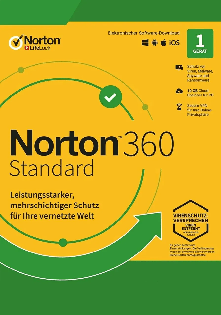 Norton 360 Standard, 10 GB cloud, 1 dispositivo 1 anno SENZA ABBONAMENTO