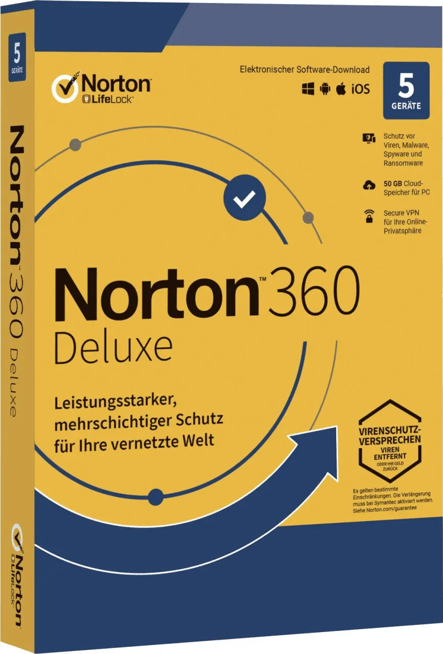 Norton 360 Deluxe, 50 GB cloud backup, 5 Devices 1 Year NO SUBSCRIPTION