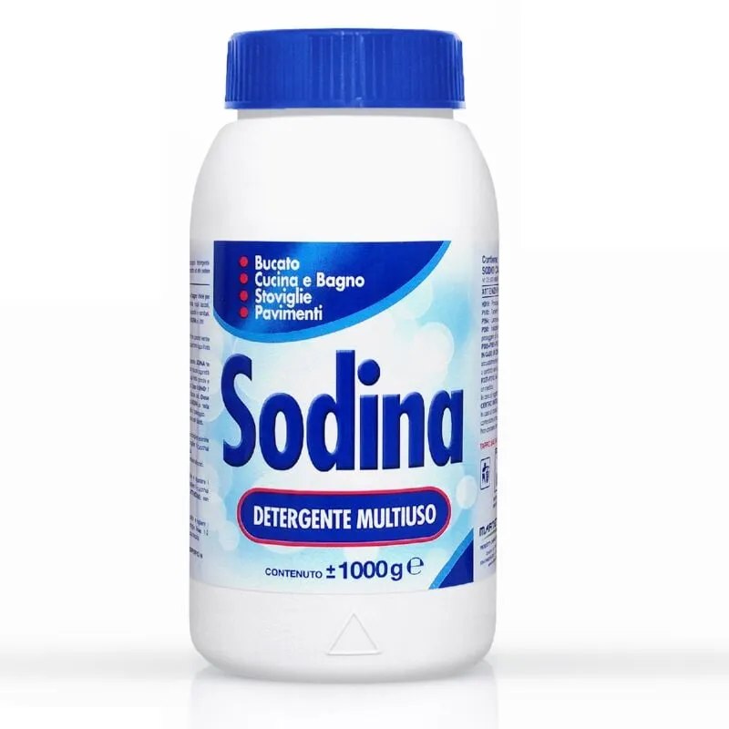 Soda granulare Sodina 1 kg carbonato di sodio in polvere cristallina bianca detergente multiuso granulometria 0,16 1,00 mm