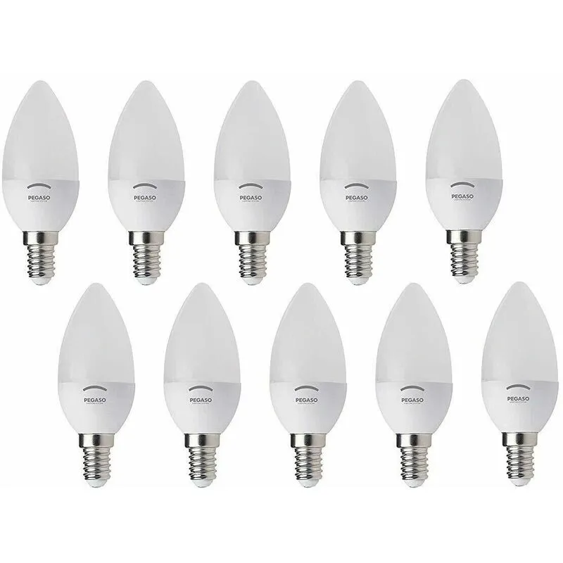 Pegaso - 10 lampade led oliva c37 5watt 3000k calda a+ lampadina