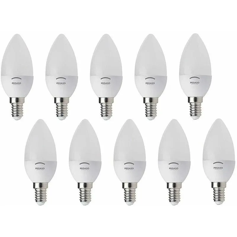 Pegaso - 10 lampade led oliva c37 5watt 4000k natura a+ lampadina