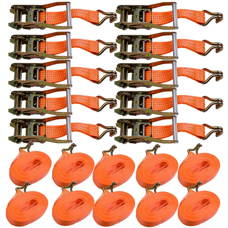 10 x Heavy Duty cinghie a cricchetto 5t 10m 2500 daN Car Recovery Ratchet