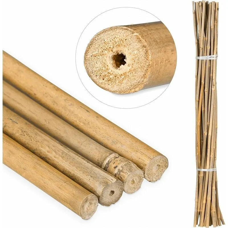100 x Tutori in bambù naturale 90 cm, 6-8 mm. Canne bamboo per sostiene oortaggi, piante, alberi, decorazione, orto