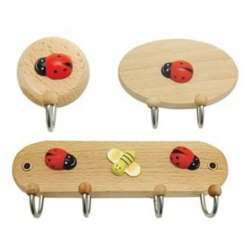 10PZ gancio coccinella legno - 2 posti