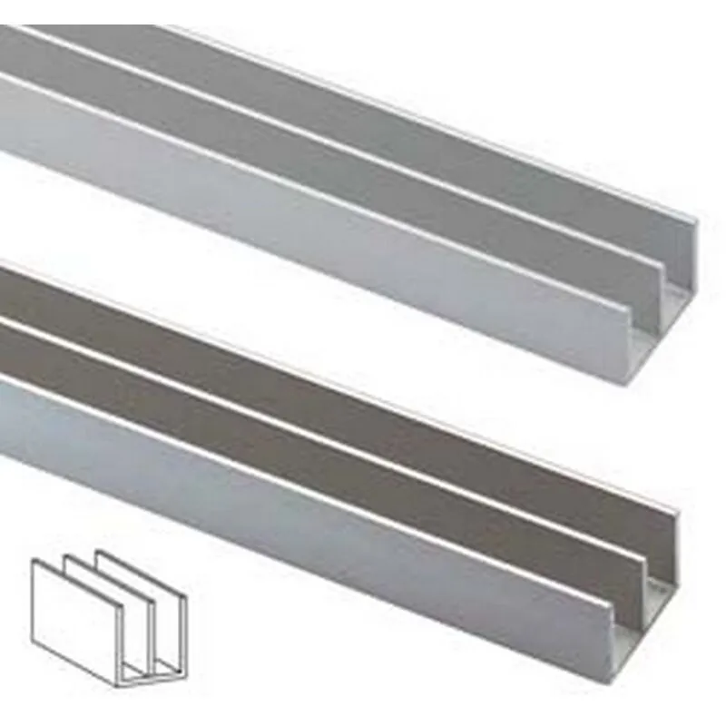 Nextradeitalia - 10PZ profilo a doppia u in alluminio - MM.20X18 MT.1 argento lucido