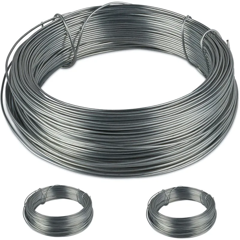 Filo di Ferro Zincato, Set da 3 Bobine, da Giardino, Cavo Metallico Sottile, L:50 m, d: 1 mm, Argento - Relaxdays