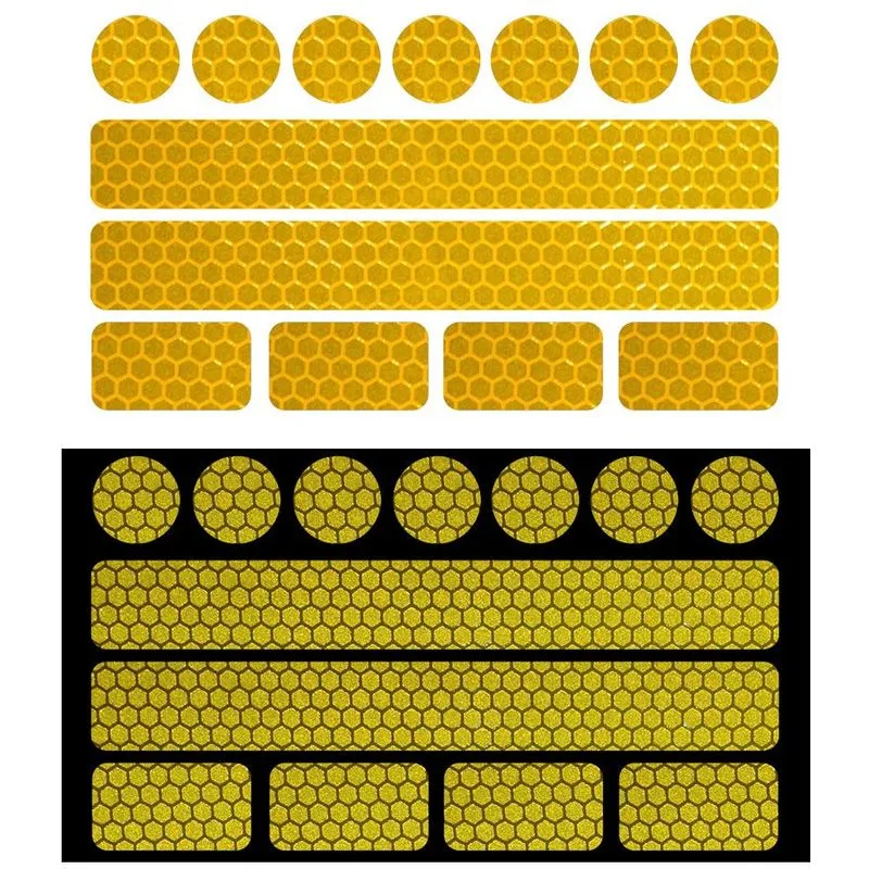  - 13 adesivi misti riflettenti per rendere visibili passeggini, bici,moto,caschi e tanto altro Colore - Giallo