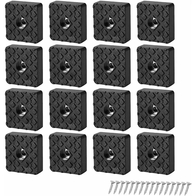 16 pcs Piedini Gomma Antiscivolo per Mobili Tavolo Tappi per Sedie Avvitabili con Vite Nero