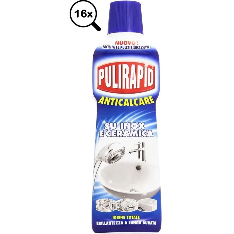 Replood - 16x Pulirapid Anticalcare Liquido Classico 500ml Igiene Totale Inox e Ceramica