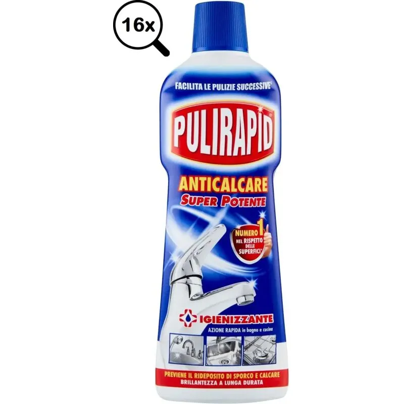 16x Pulirapid Classico Anticalcare Liquido Su Inox e Ceramica 16x750ml