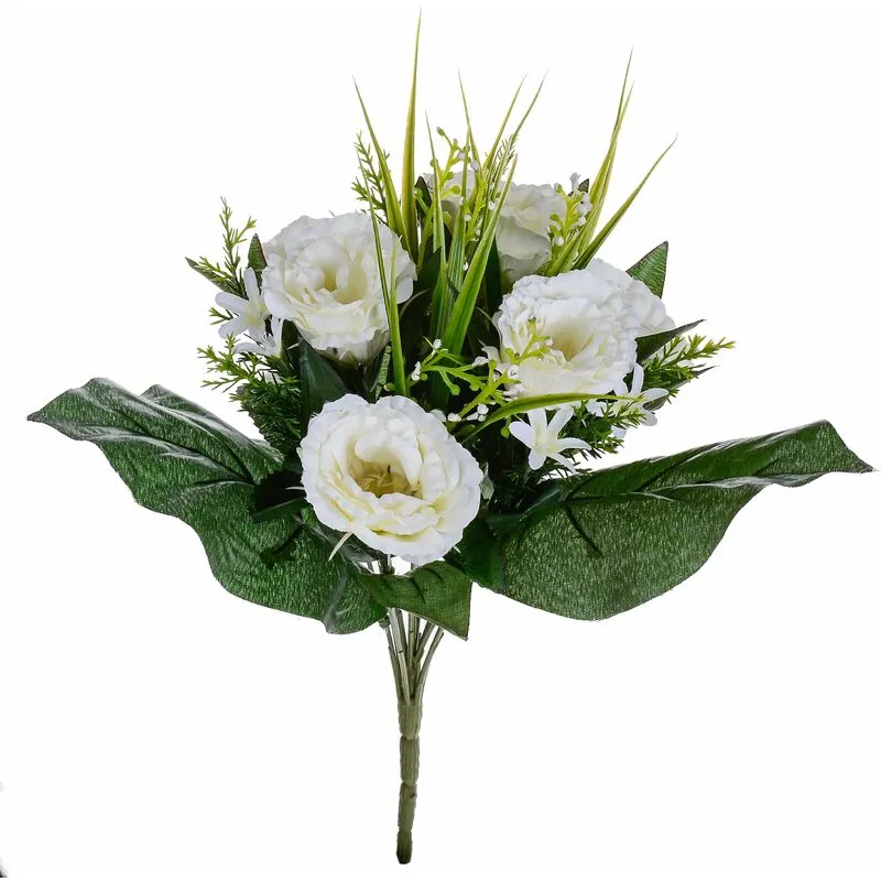 Giordanoshop - Set 3 Bouquet Artificiali di Lisiantus Altezza 32 cm Bianco