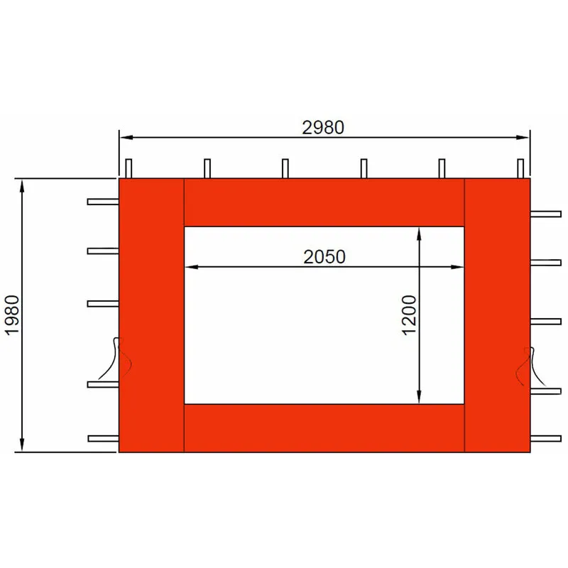 2 pareti Laterali per Gazebo da Giardino, 300x197cm Parete Laterale, Rosso-arancio