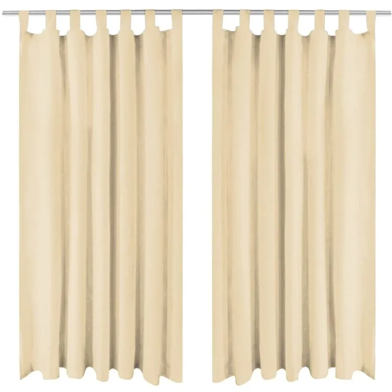 Torana - 2 Pz Tende in Micro Raso con Passanti 140x225 cm Beige