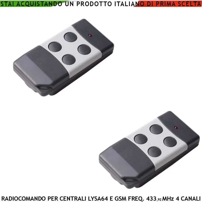 2 radiocomandi 4 canali per centrale allarme radio filo lysa 64 e gsm supervisionate attiva disattiva parzializza