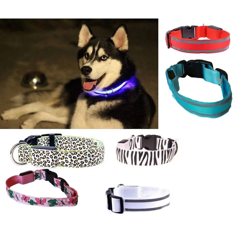 Shopping In Rete - 2X collare per cane cani a led luminoso tg s/m/l sicurezza led notturno clip fantasia - Taglia l - Taglia: m