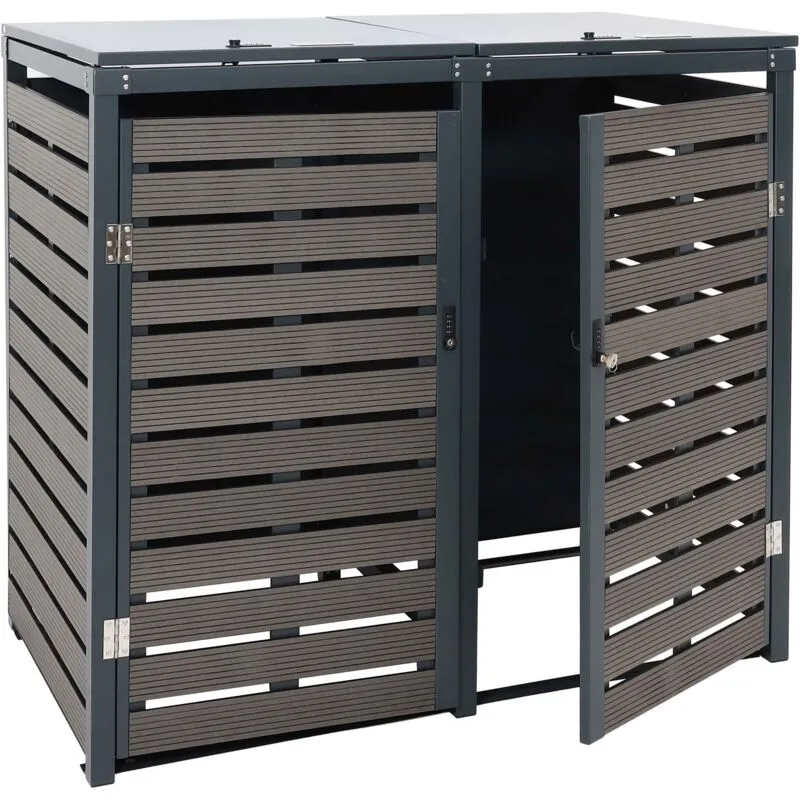  - non utilizzato] 2x copribidoni box spazzatura rifiuti 652 xl 102x140x119cm metallo wpc antracite