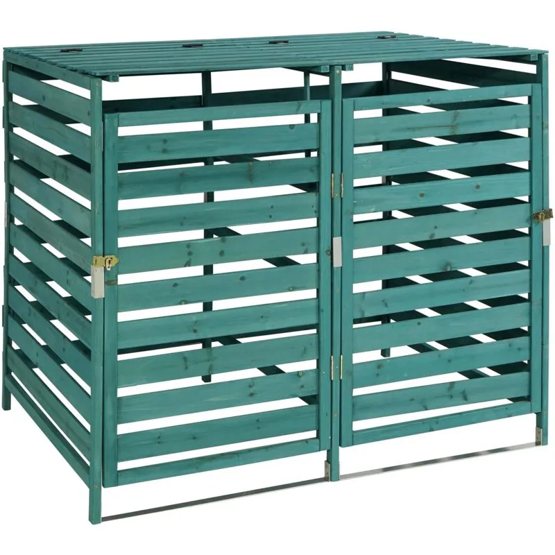  - 2x copribidoni box spazzatura rifiuti 713 97x133x114cm legno abete verde scuro