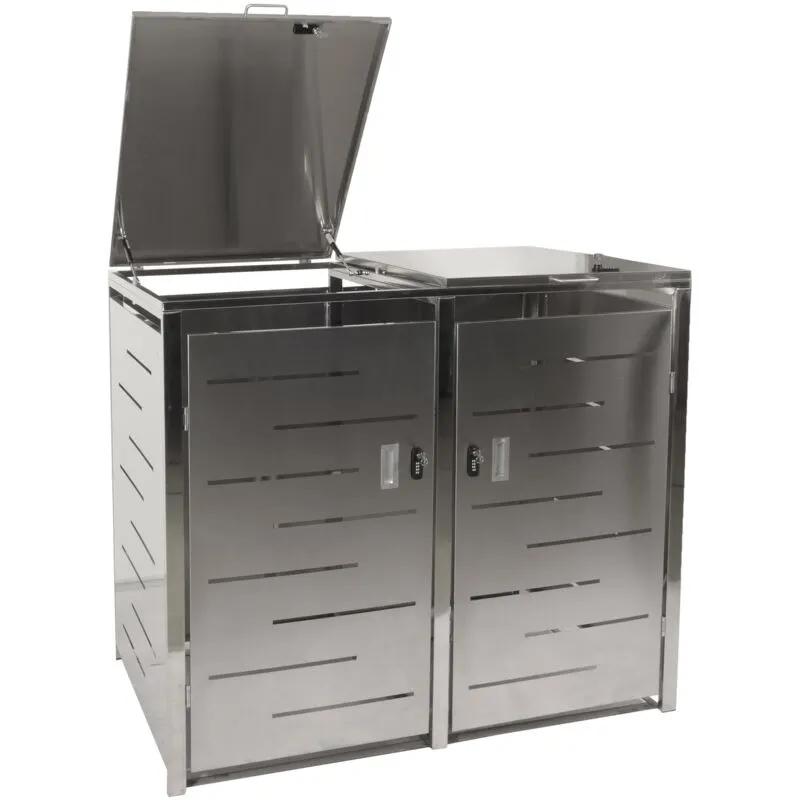  - 2x copribidoni box spazzatura rifiuti 805 80x131x116,5cm acciaio inox - grey