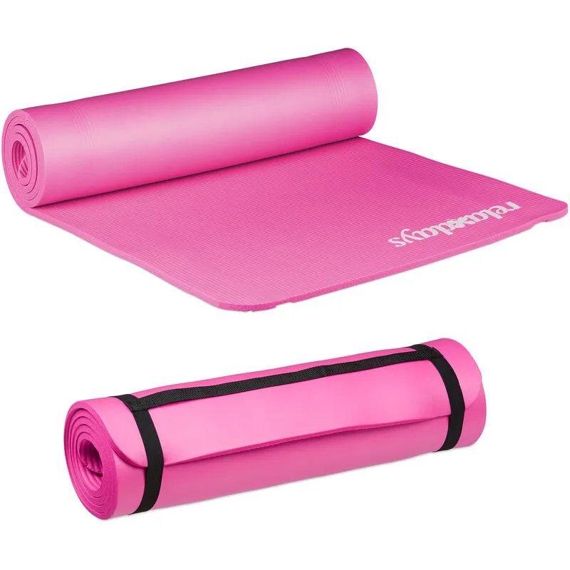 2x Tappetino da Yoga, 1 cm, Tappeto da Fitness, Accessori per Pilates & Aerobica, Sport, 60 x 180 cm, Rosa