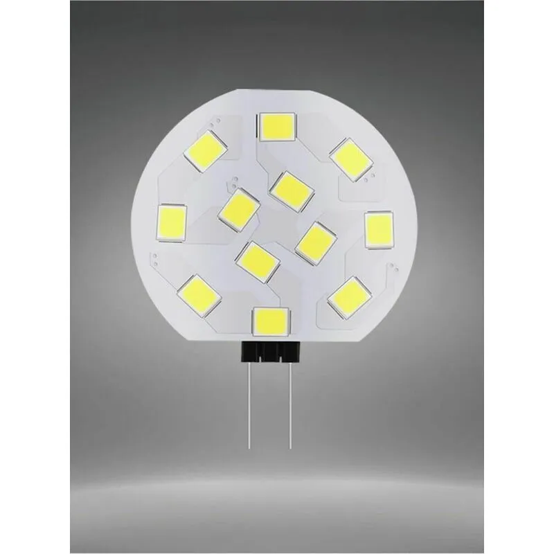 Universo - 3 x Lampadina 12 Led Luce Bianca Lampada Slim Piastra Tonda G4 2 Watt