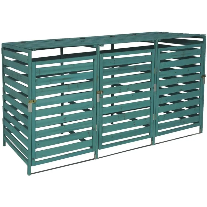  - 3x copribidoni box spazzatura rifiuti 714 97x200x114cm legno abete verde scuro